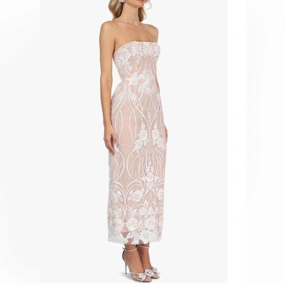 NWT HELSI Catherine sequin Floral Lace strapless Dress XS - Picture 4 of 11